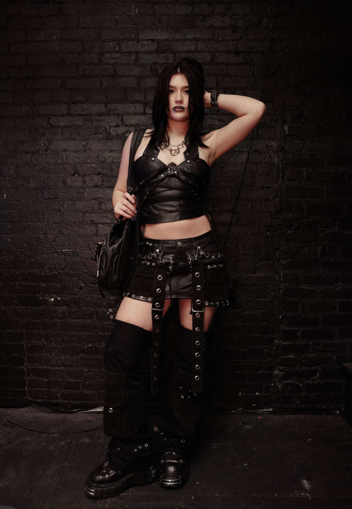 WAXED DENIM MINI SKIRT