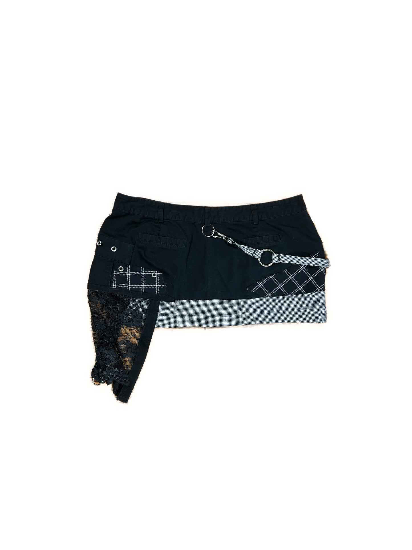 BLACK & PLAID MINI SKIRT
