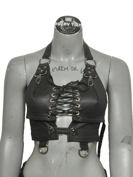 CERVIDAE WAXED DENIM CORSET TOP