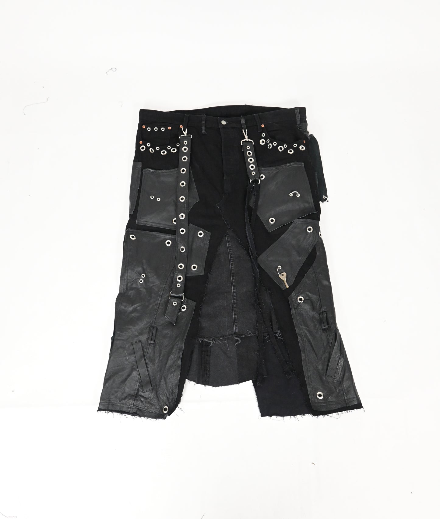 Black denim/leather skirt