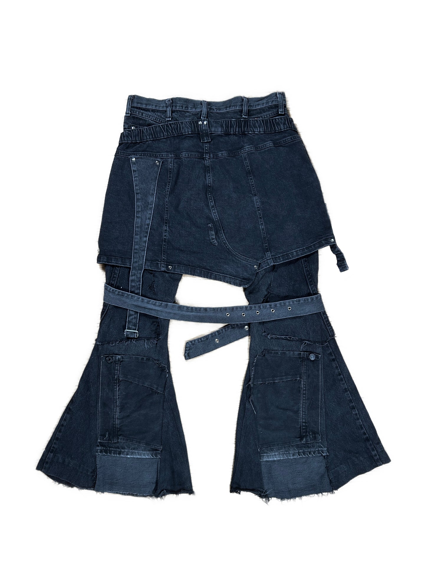 SKIRTED FLARE JEANS- DARK GREY