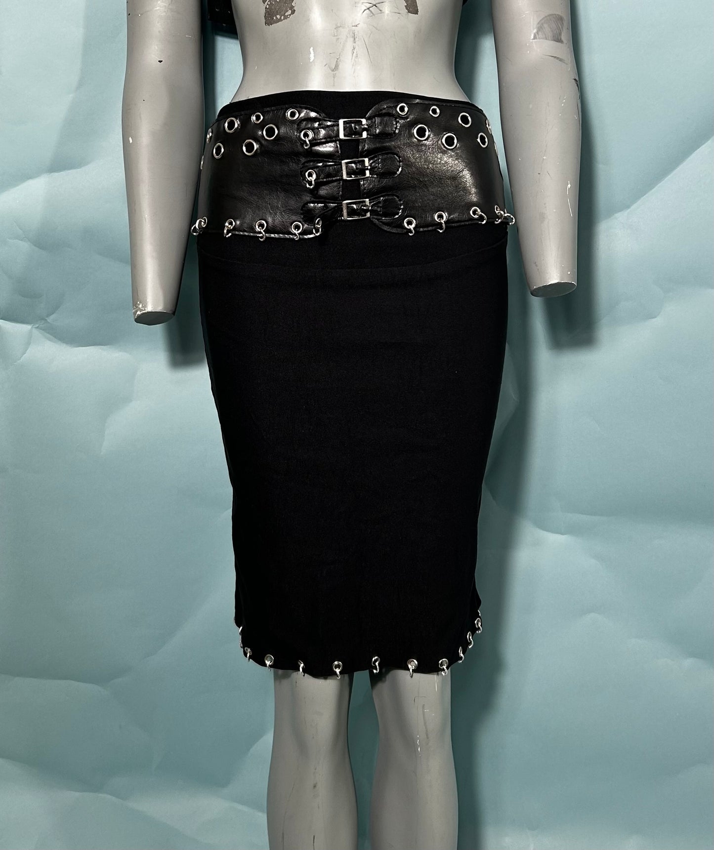 BELTED SKIRT-MID LENGTH