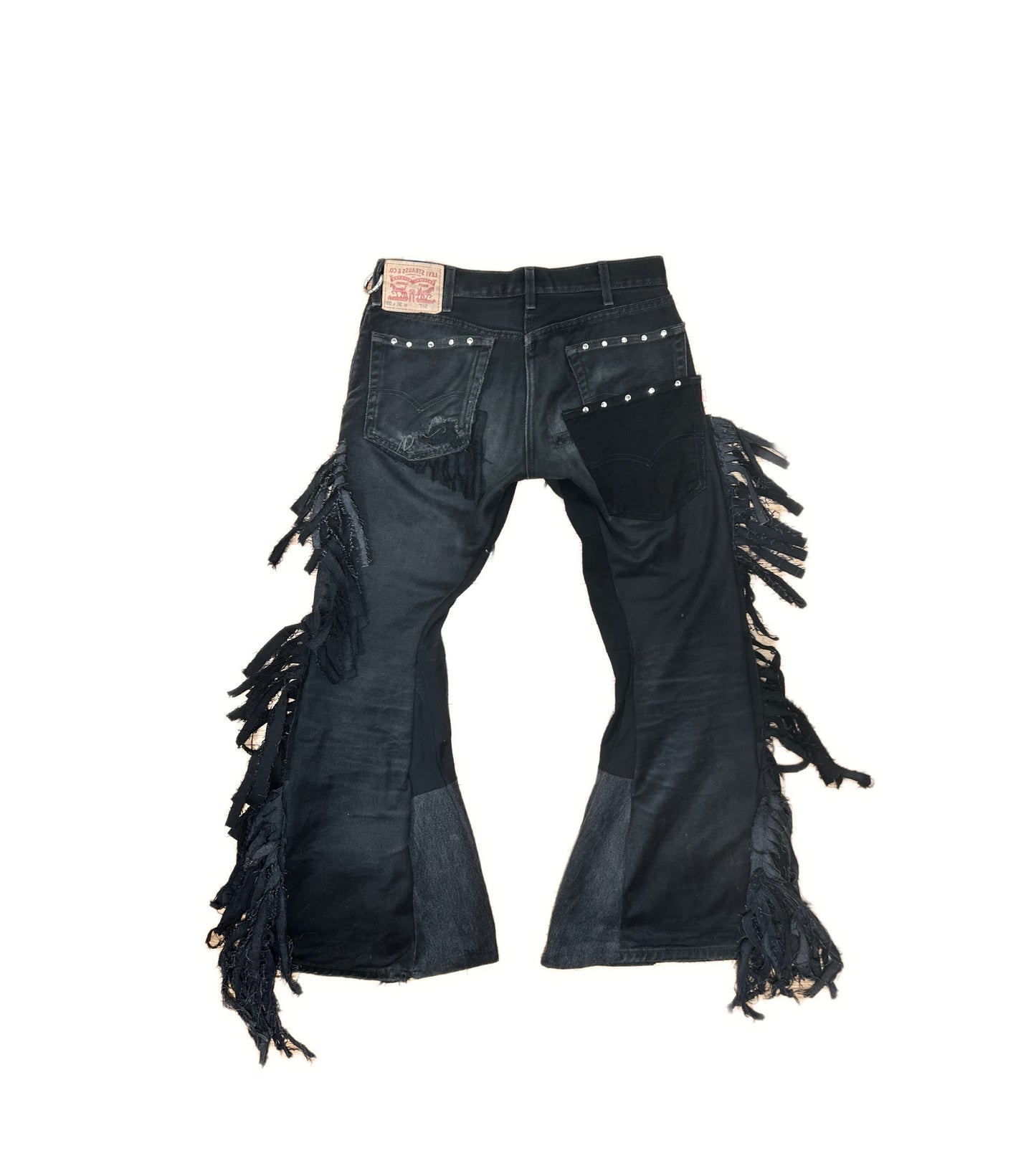 BLACK FRINGE DENIM