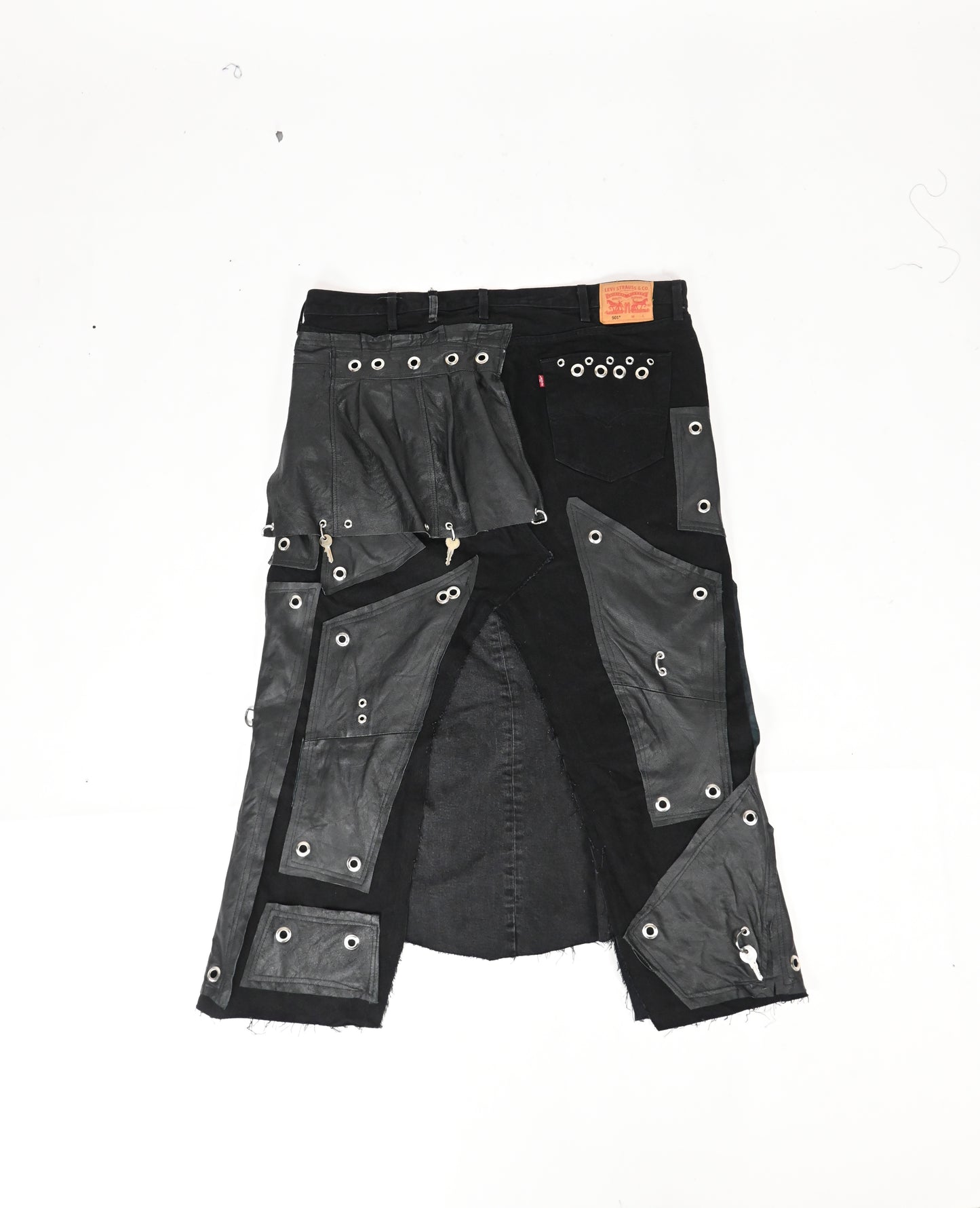 Black denim/leather skirt