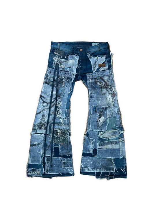 BLUE PATCHWORK JEANS