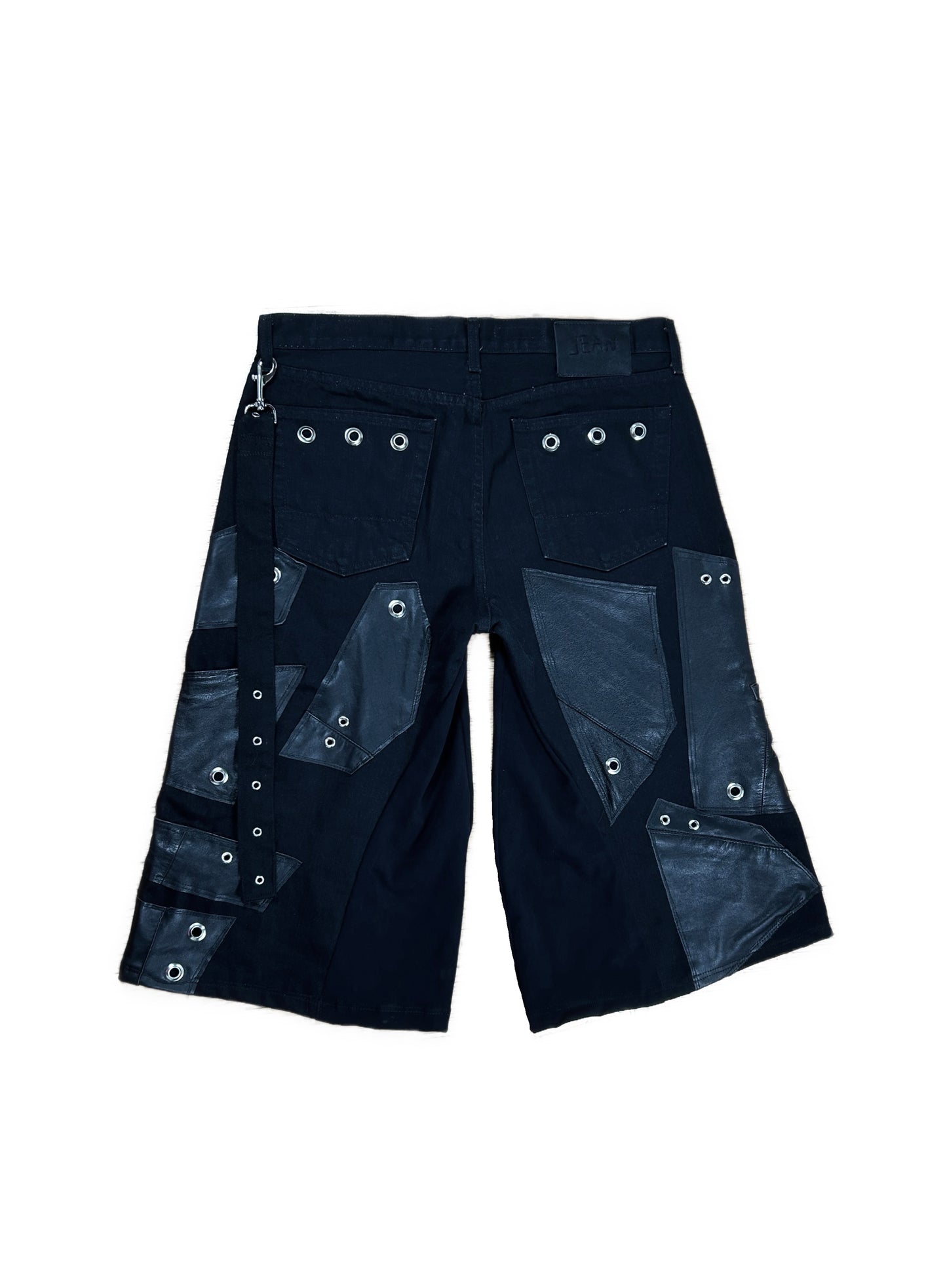 TIEN SHORTS- BLACK&LEATHER