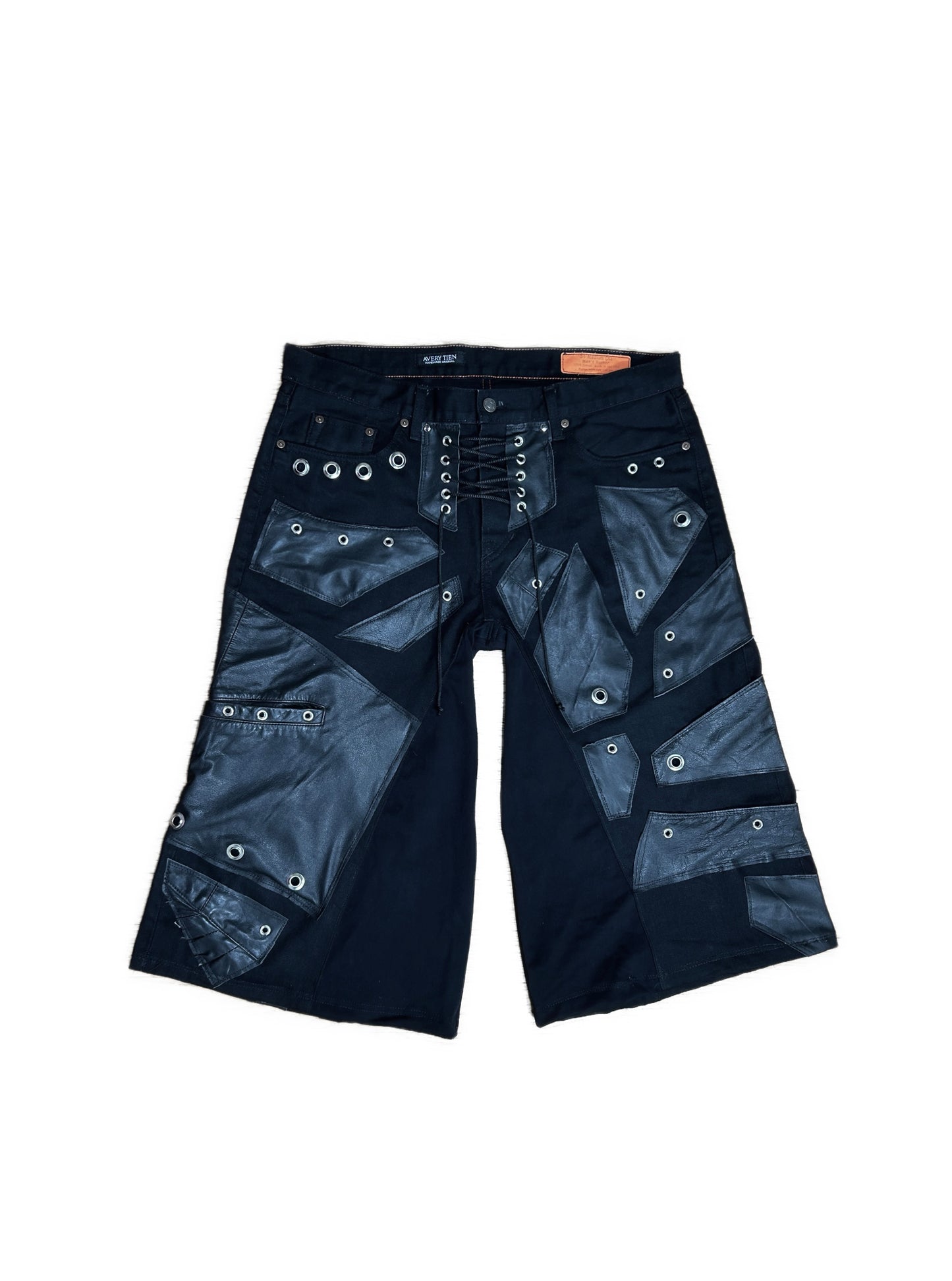 TIEN SHORTS- BLACK&LEATHER