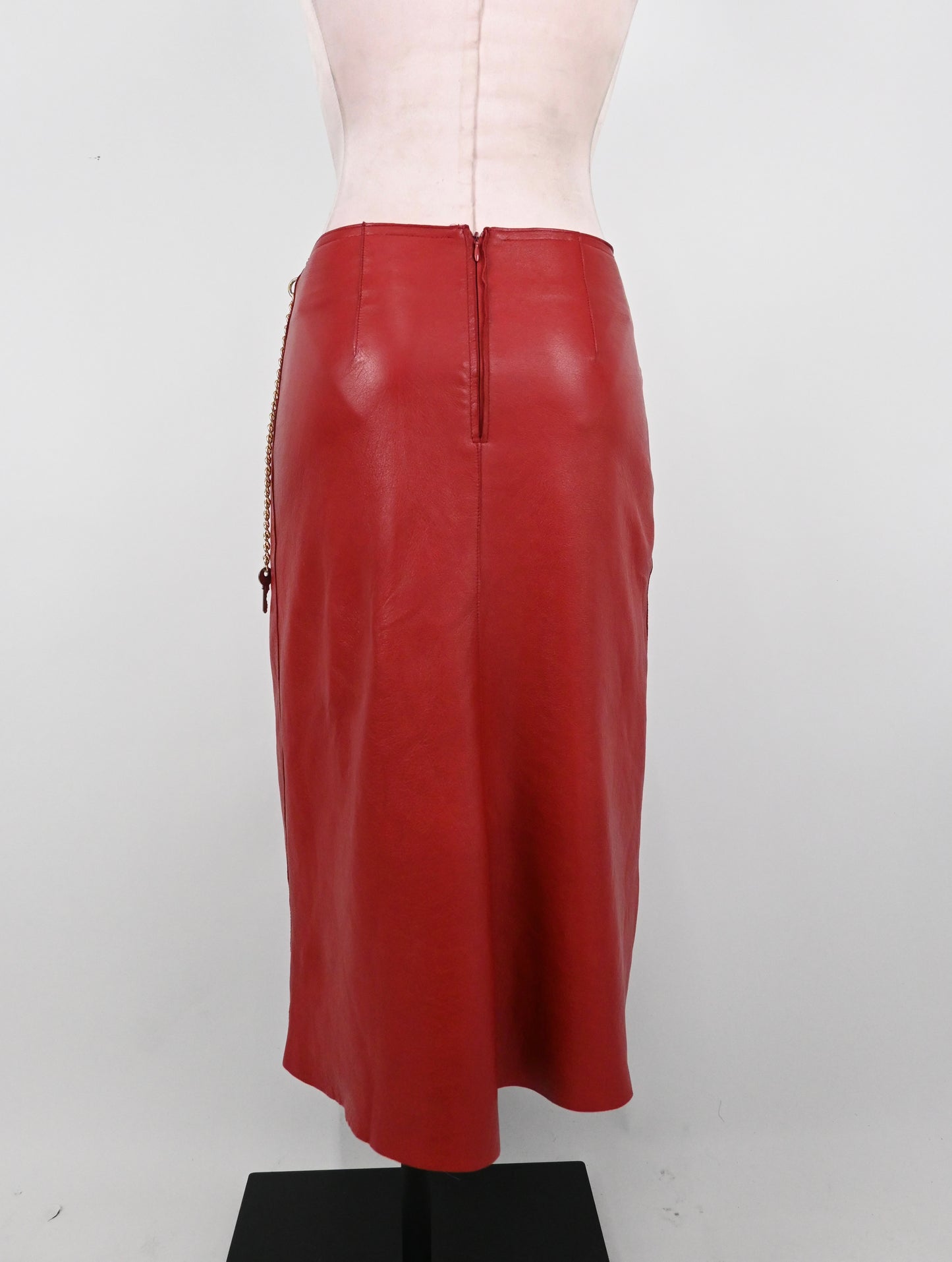 RED LEATHER KEY SKIRT