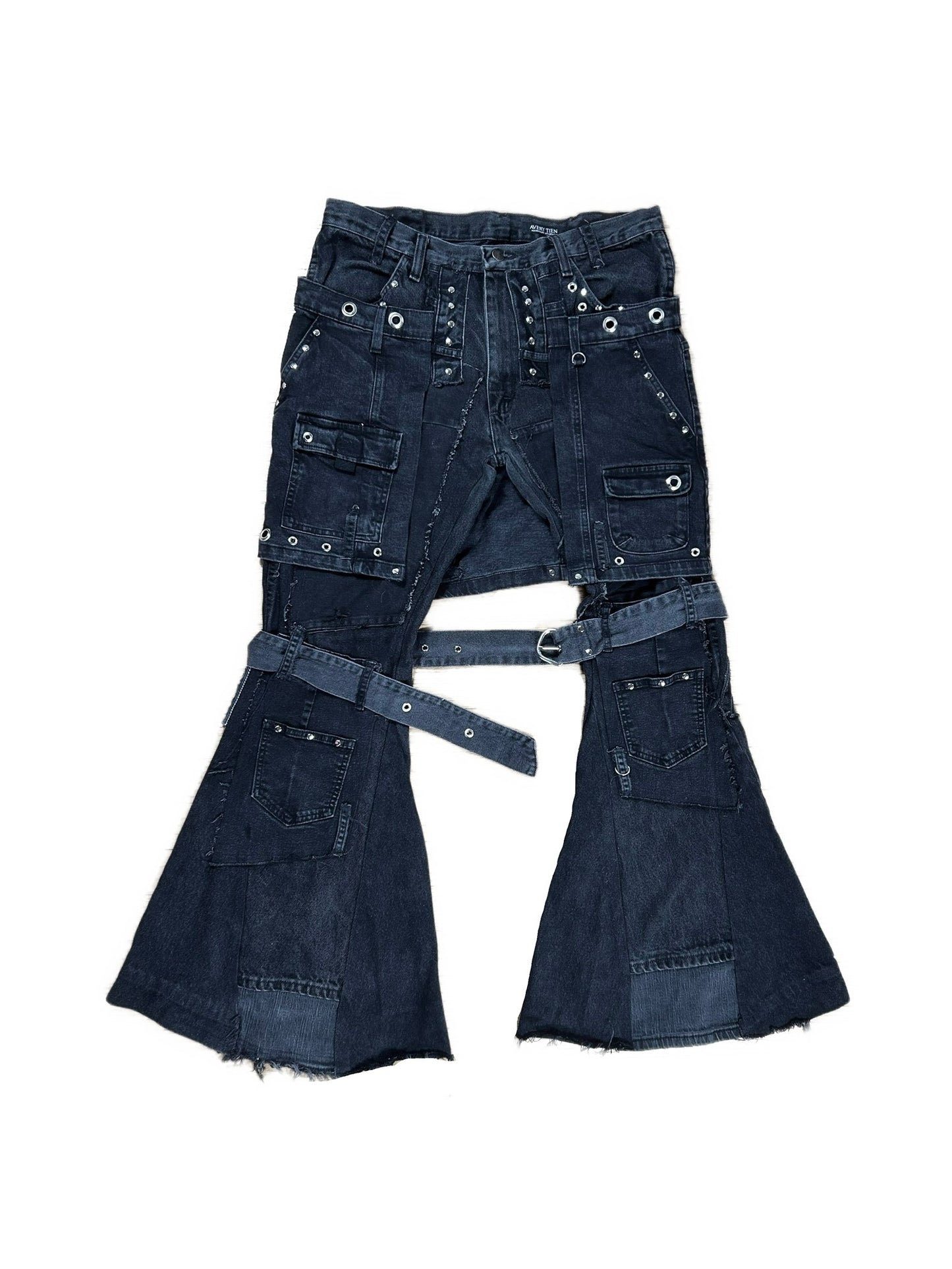 SKIRTED FLARE JEANS- DARK GREY