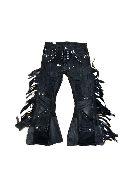 BLACK FRINGE DENIM
