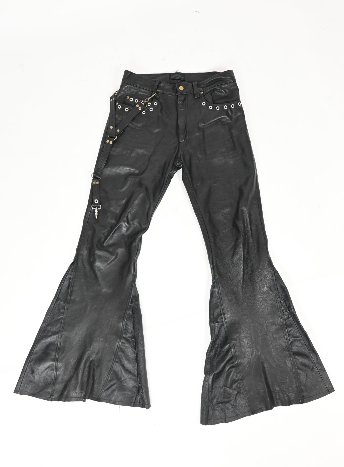 Leather flare pants