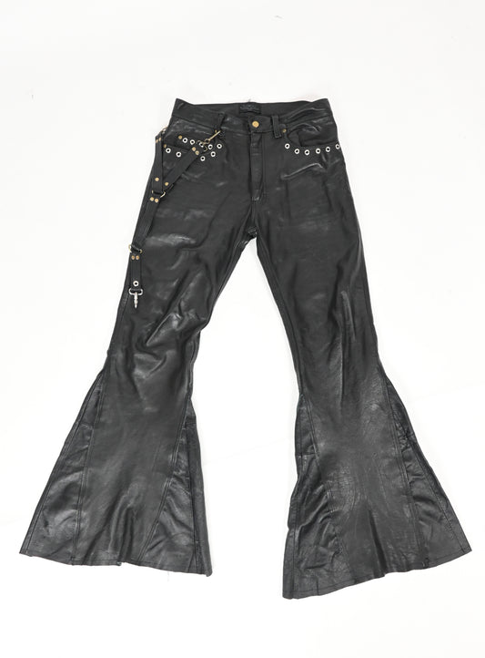 Leather flare pants